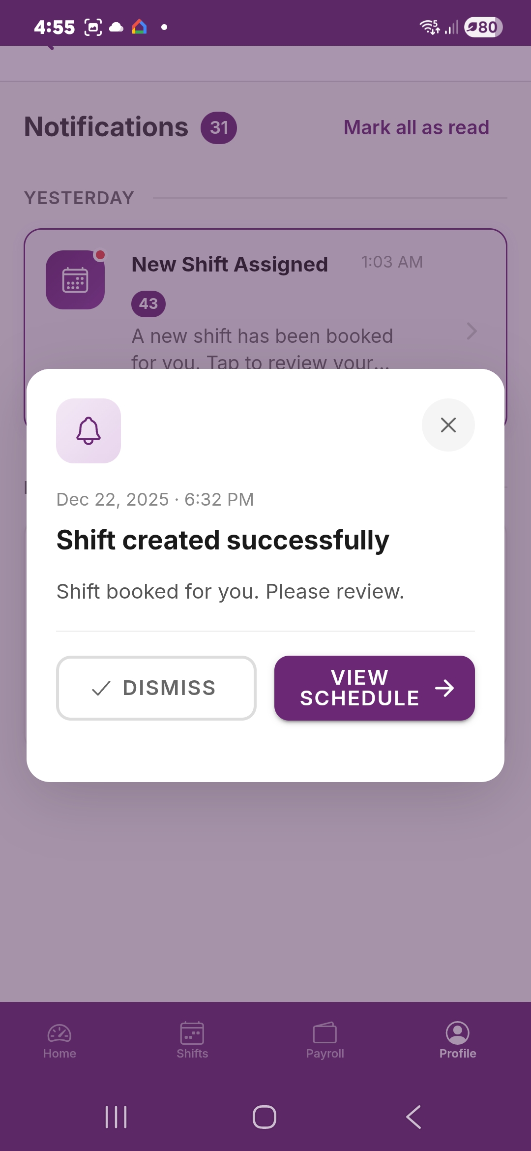 Shift Notifications