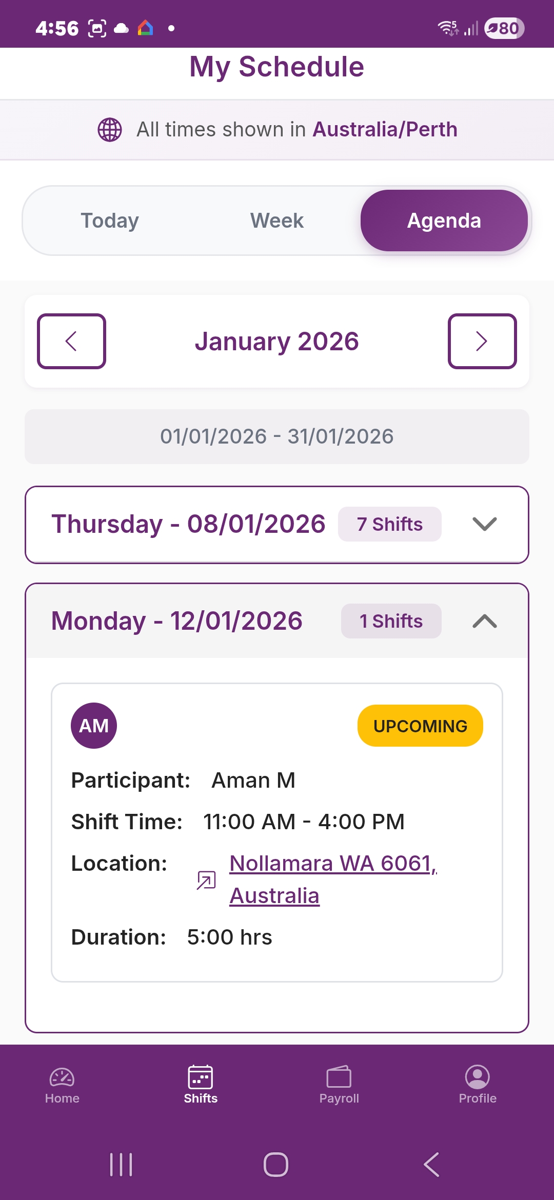Agenda Schedule View